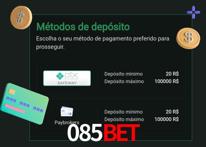 O cassino 085Bet oferece uma grande variedade de métodos de pagamento